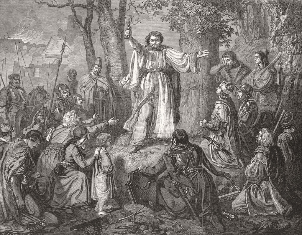 CZECH REPUBLIC. The Hussite sermon 1847 old antique vintage print picture